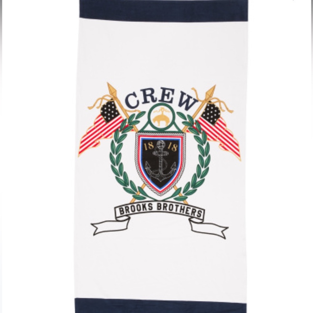 Brooks Brothers Logo Crest Nautical patriotic Beach Towel NWT